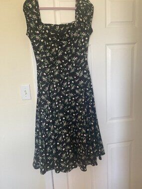 Collectif size UK 12 black with floral print dress